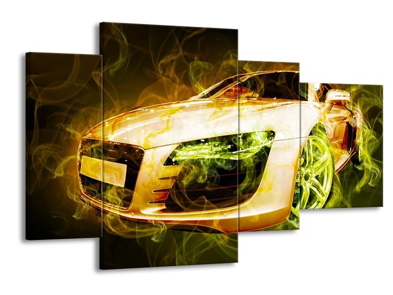 Canvas schilderij Audi | Bruin, Groen | 120x75cm 4Luik