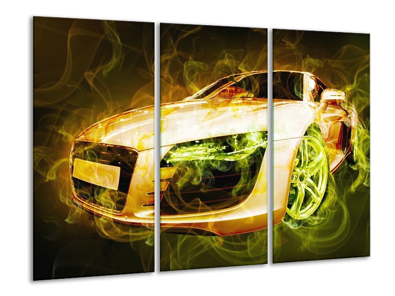 Glas schilderij Audi | Bruin, Groen | 120x80cm 3Luik