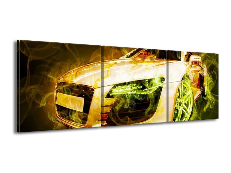 Glas schilderij Audi | Bruin, Groen | 150x50cm 3Luik