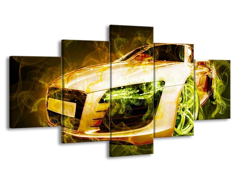 Glas schilderij Audi | Bruin, Groen | 150x80cm 5Luik