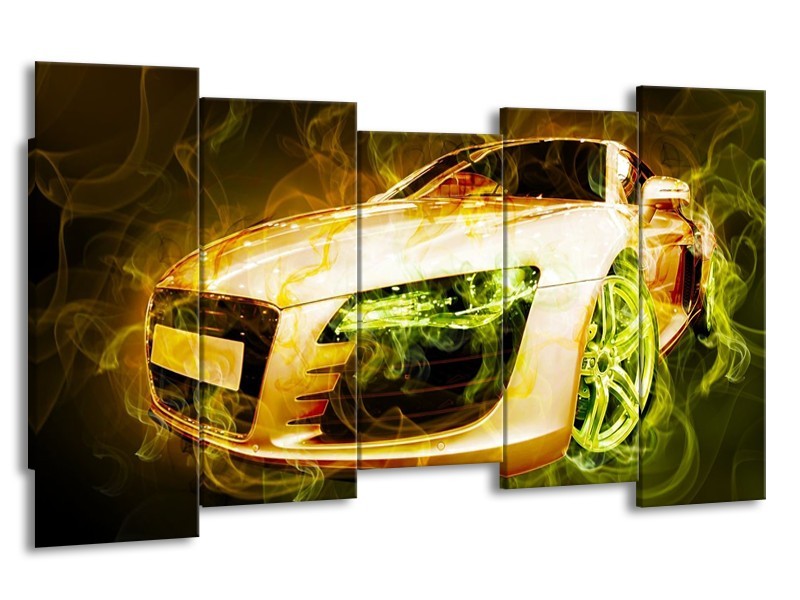 Canvas schilderij Audi | Bruin, Groen | 150x80cm 5Luik
