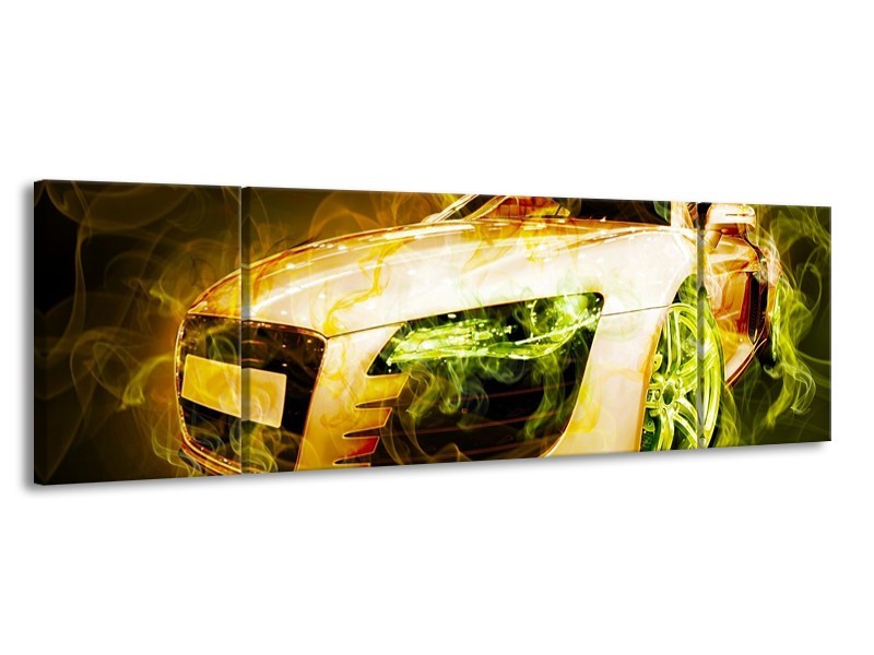 Glas schilderij Audi | Bruin, Groen | 170x50cm 3Luik