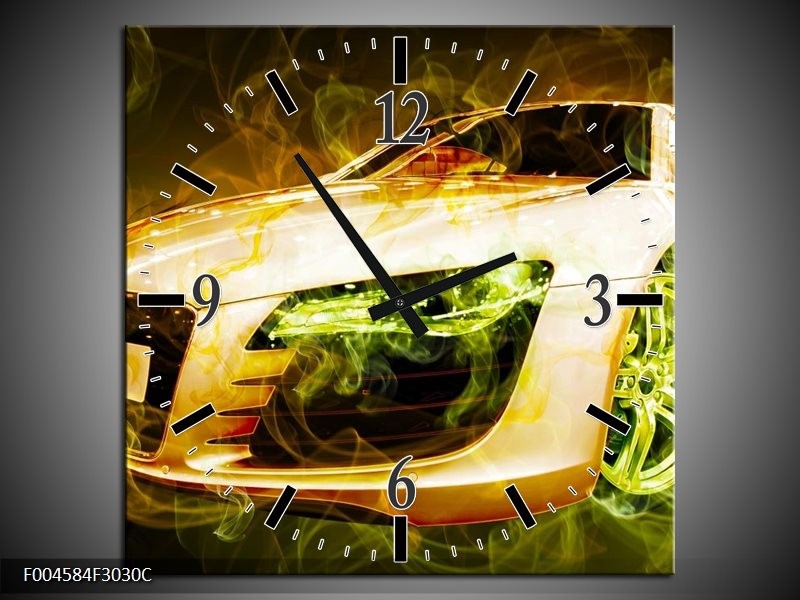 Klok schilderij Audi | Bruin, Groen | 30x30cm 1Luik