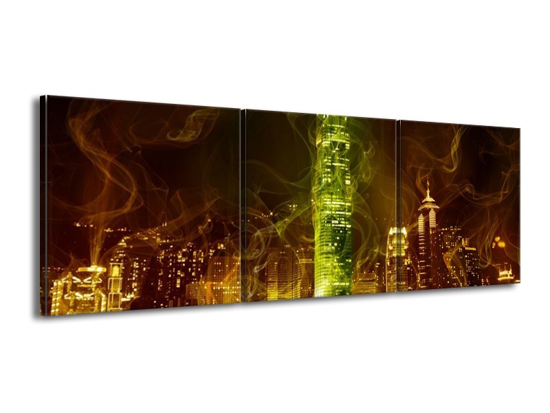 Canvas schilderij Modern | Bruin, Groen | 150x50cm 3Luik