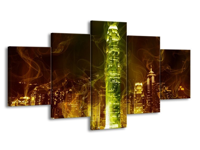 Canvas schilderij Modern | Bruin, Groen | 150x80cm 5Luik