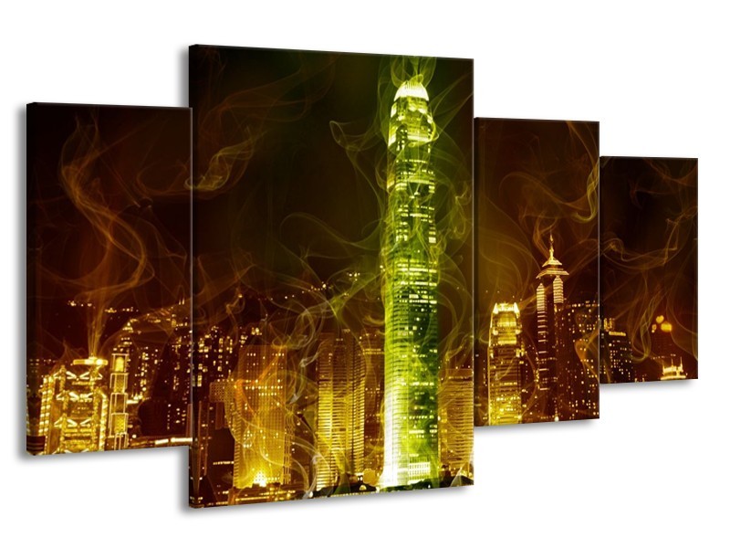 Canvas schilderij Modern | Bruin, Groen | 160x90cm 4Luik