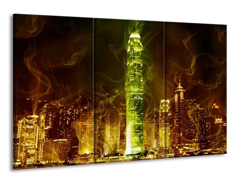 Canvas schilderij Modern | Bruin, Groen | 165x100cm 3Luik