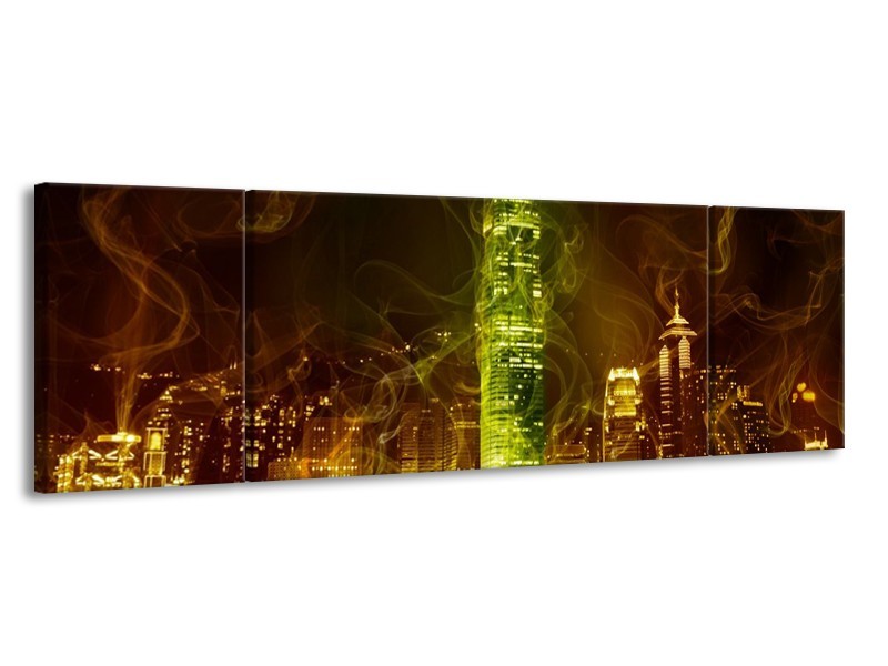 Canvas schilderij Modern | Bruin, Groen | 170x50cm 3Luik