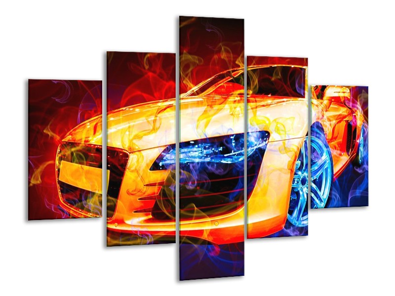 Canvas schilderij Audi | Rood, Blauw, Rood | 100x70cm 5Luik