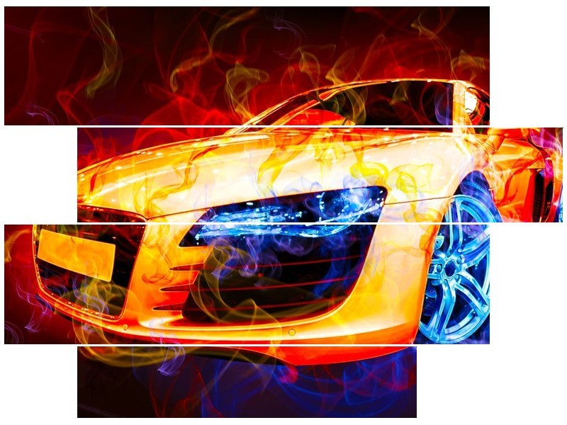 Glas schilderij Audi | Rood, Blauw, Rood | 115x85cm 4Luik
