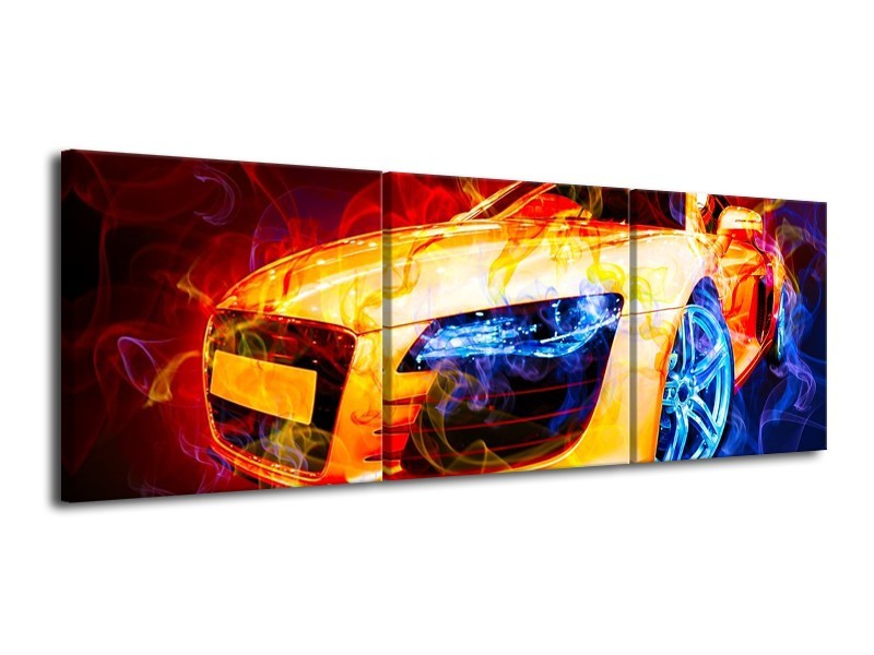 Glas schilderij Audi | Rood, Blauw, Rood | 120x40cm 3Luik