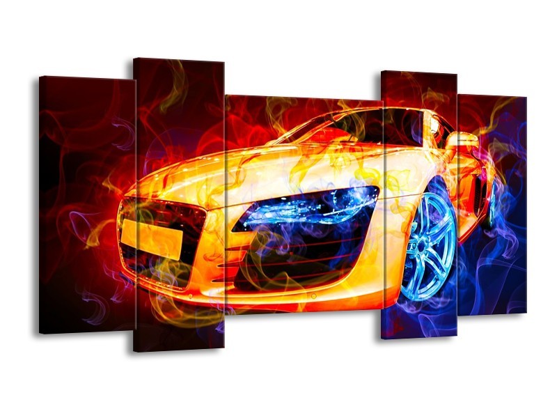 Canvas schilderij Audi | Rood, Blauw, Rood | 120x65 5Luik