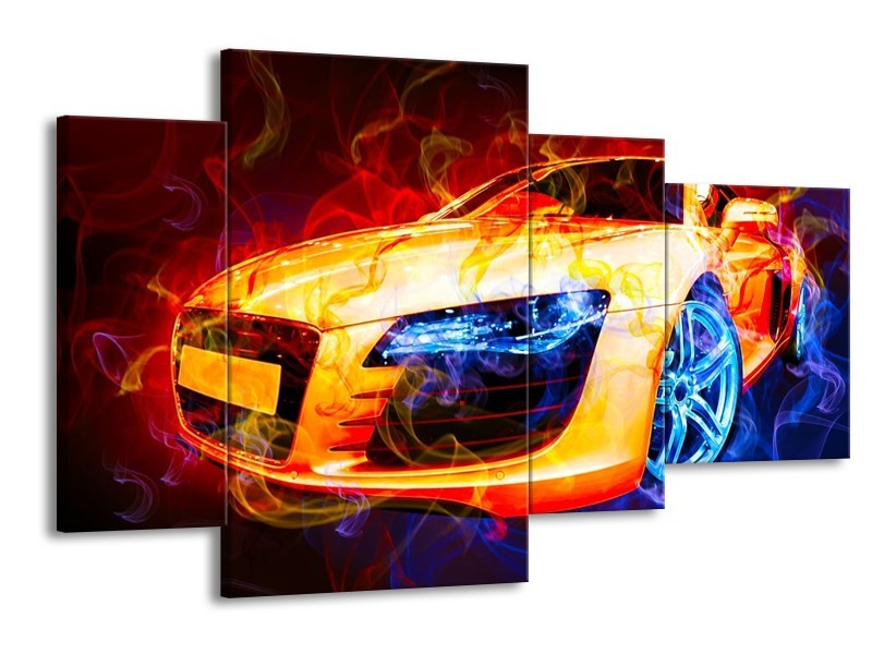 Canvas schilderij Audi | Rood, Blauw, Rood | 120x75cm 4Luik