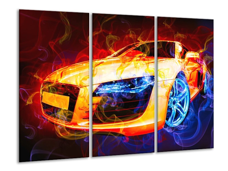 Glas schilderij Audi | Rood, Blauw, Rood | 120x80cm 3Luik