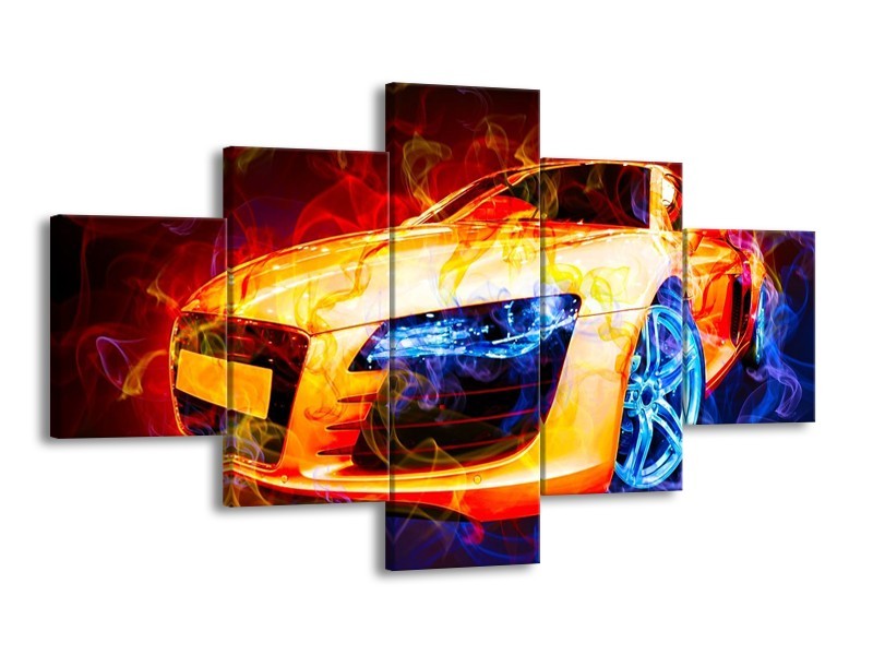 Canvas schilderij Audi | Rood, Blauw, Rood | 125x70cm 5Luik