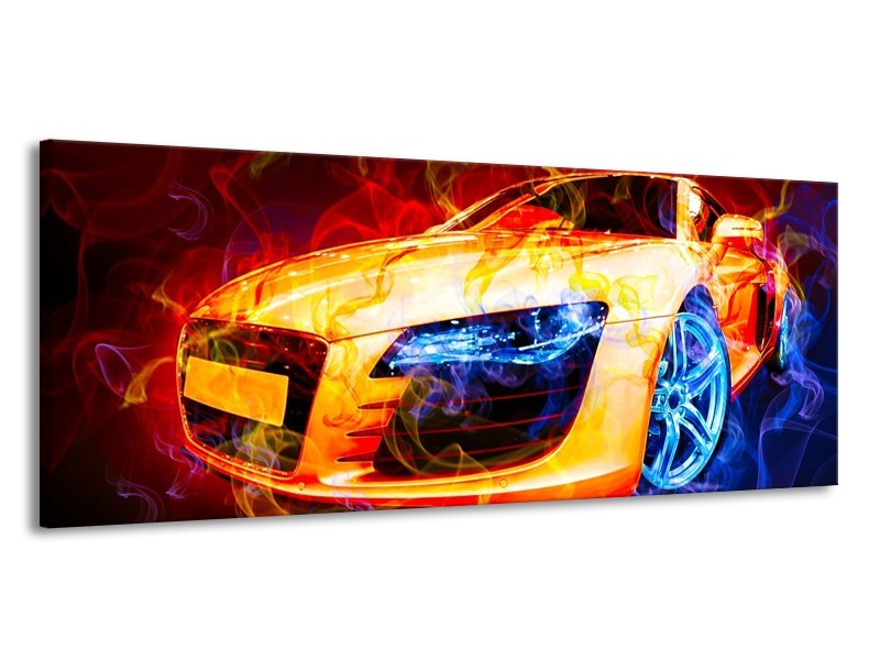 Glas schilderij Audi | Rood, Blauw, Rood | 145x58cm 1Luik
