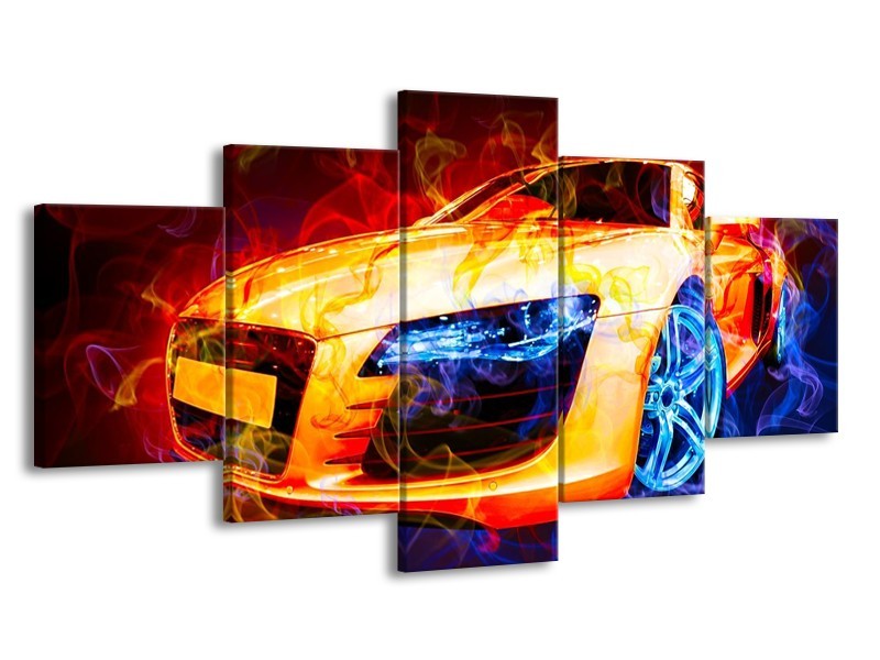Canvas schilderij Audi | Rood, Blauw, Rood | 150x80cm 5Luik