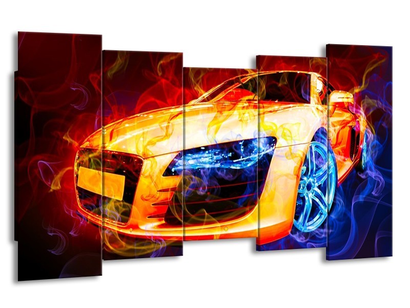 Canvas schilderij Audi | Rood, Blauw, Rood | 150x80cm 5Luik