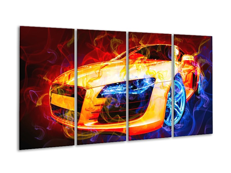 Canvas schilderij Audi | Rood, Blauw, Rood | 160x80cm 4Luik