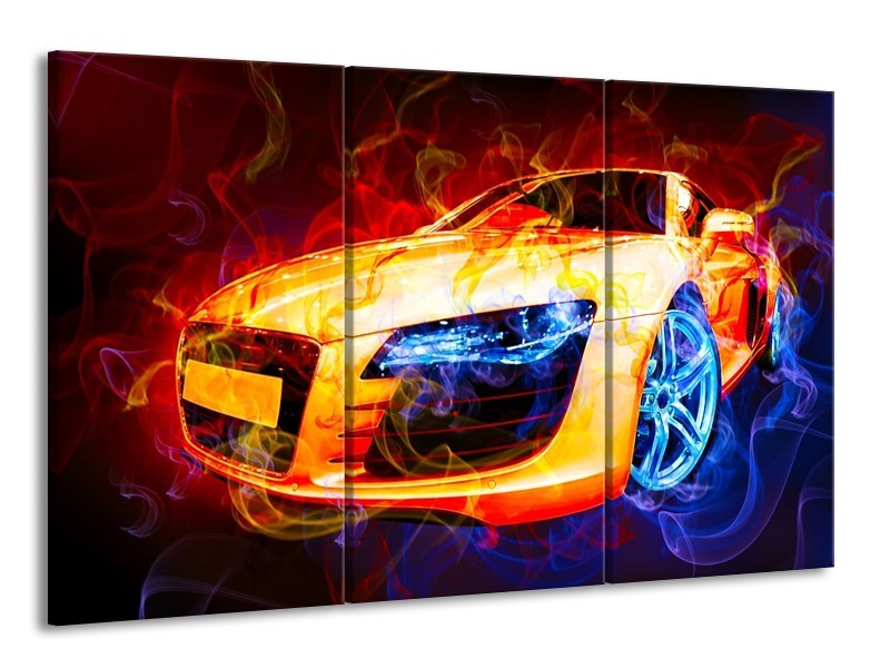 Glas schilderij Audi | Rood, Blauw, Rood | 165x100cm 3Luik