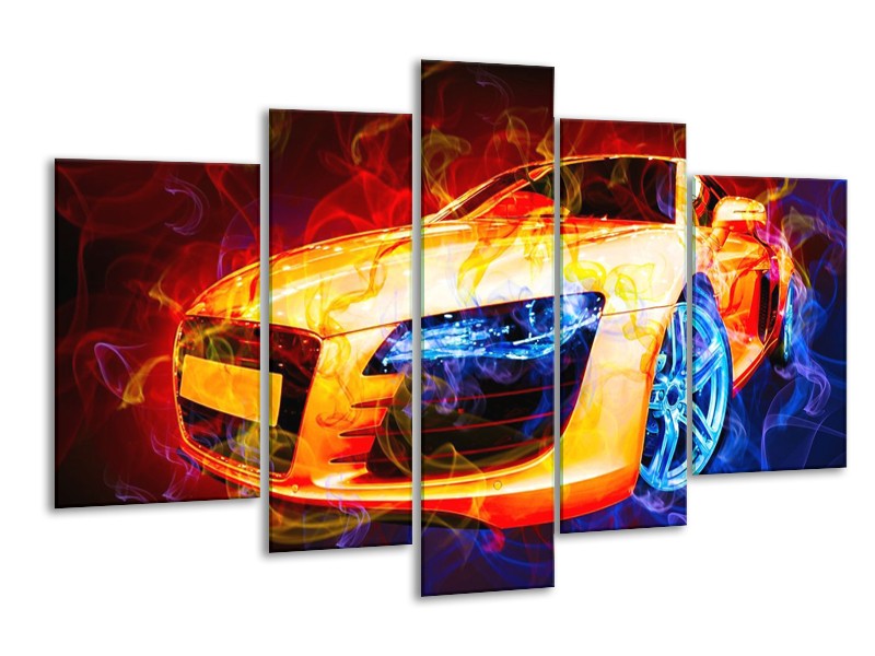 Canvas schilderij Audi | Rood, Blauw, Rood | 170x100cm 5Luik