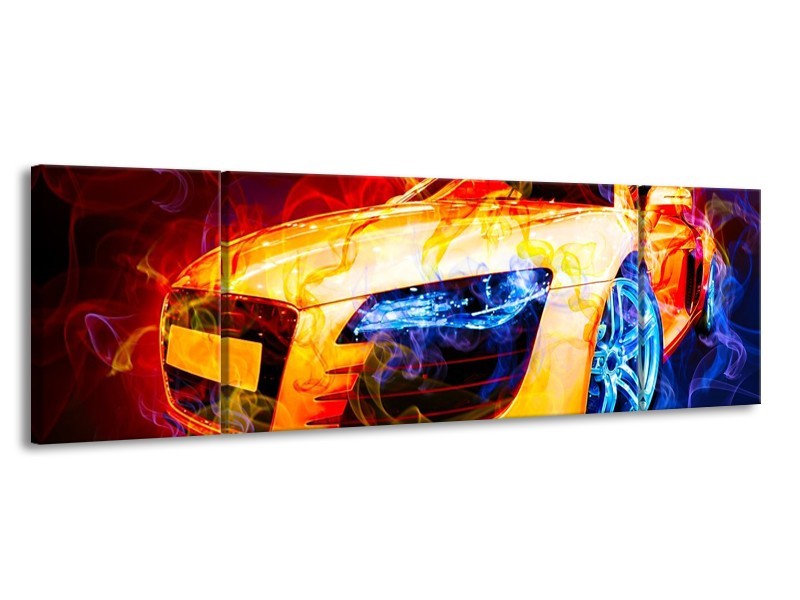 Glas schilderij Audi | Rood, Blauw, Rood | 170x50cm 3Luik