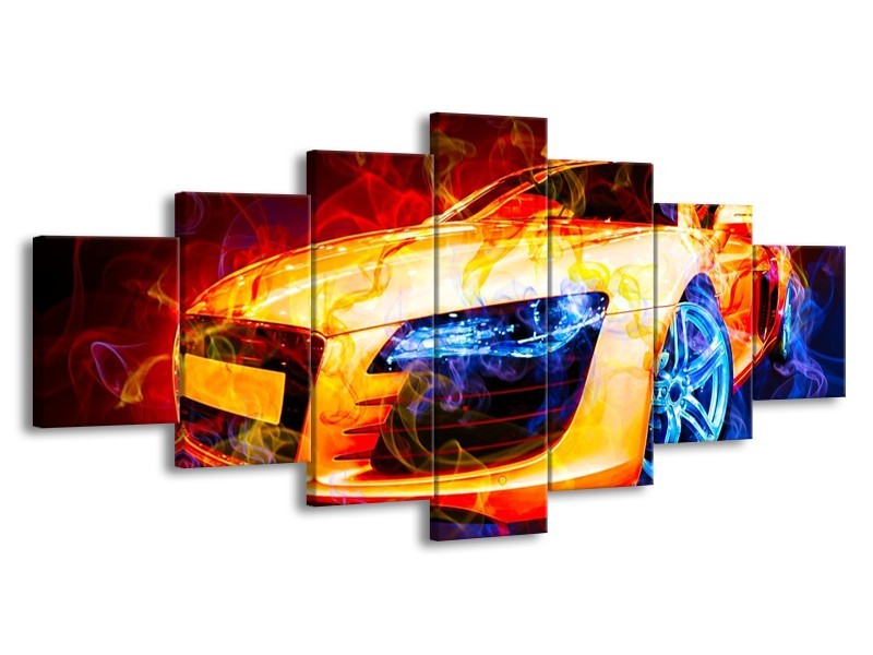 Glas schilderij Audi | Rood, Blauw, Rood | 210x100cm 7Luik