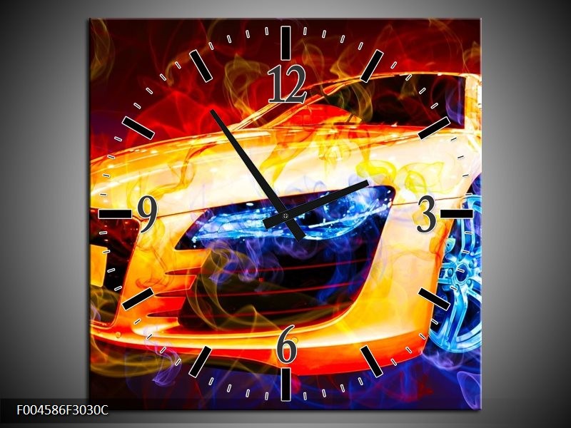Klok schilderij Audi | Rood, Blauw, Rood | 30x30cm 1Luik