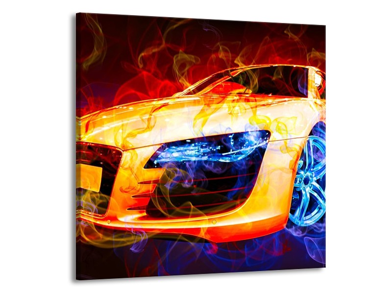 Glas schilderij Audi | Rood, Blauw, Rood | 50x50cm 1Luik