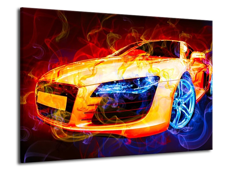 Glas schilderij Audi | Rood, Blauw, Rood | 70x50cm 1Luik