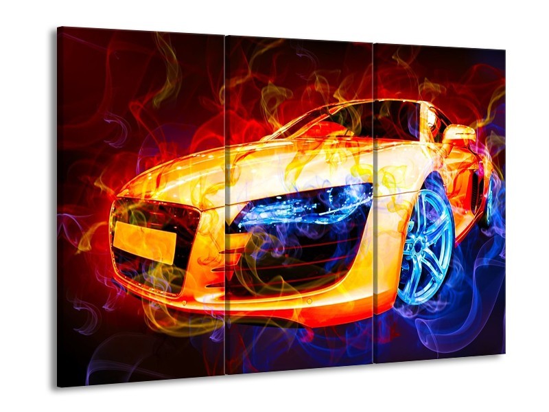 Canvas schilderij Audi | Rood, Blauw, Rood | 90x60cm 3Luik