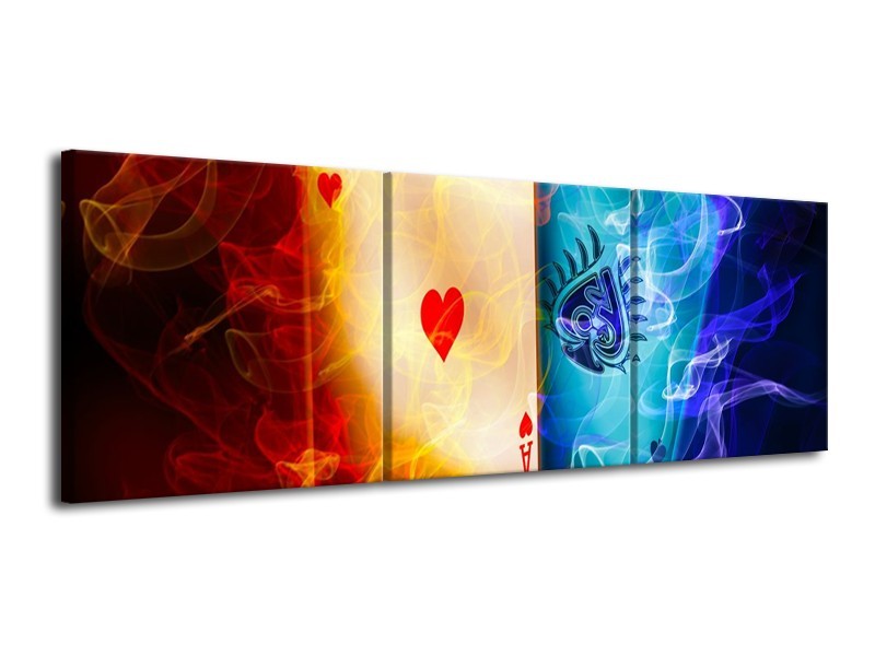 Glas schilderij Spel | Rood, Blauw, Rood | 120x40cm 3Luik
