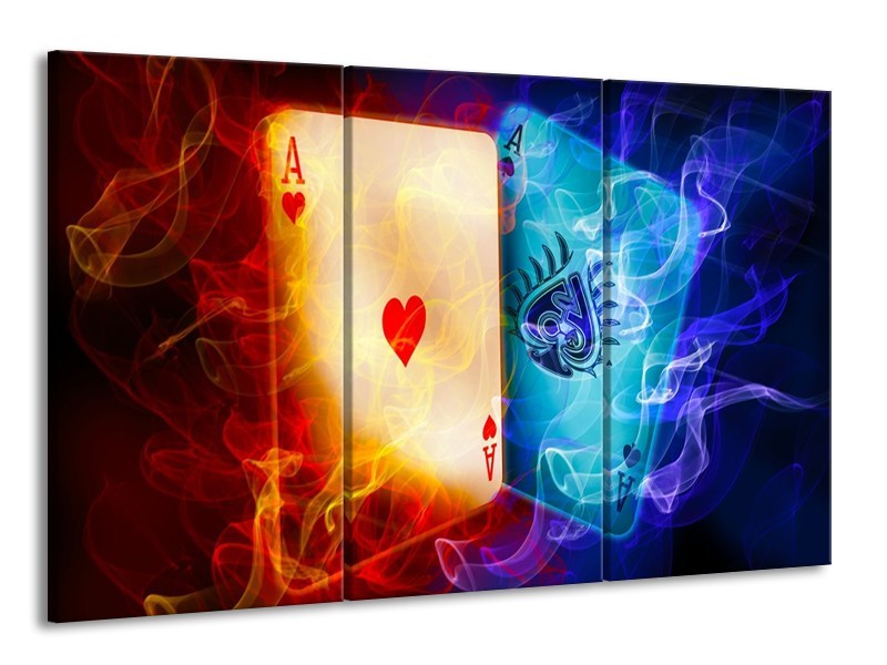 Canvas schilderij Spel | Rood, Blauw, Rood | 165x100cm 3Luik