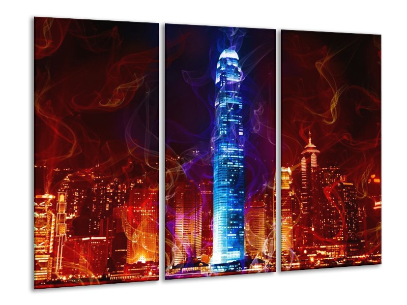 Glas schilderij Modern | Rood, Blauw, Rood | 120x80cm 3Luik