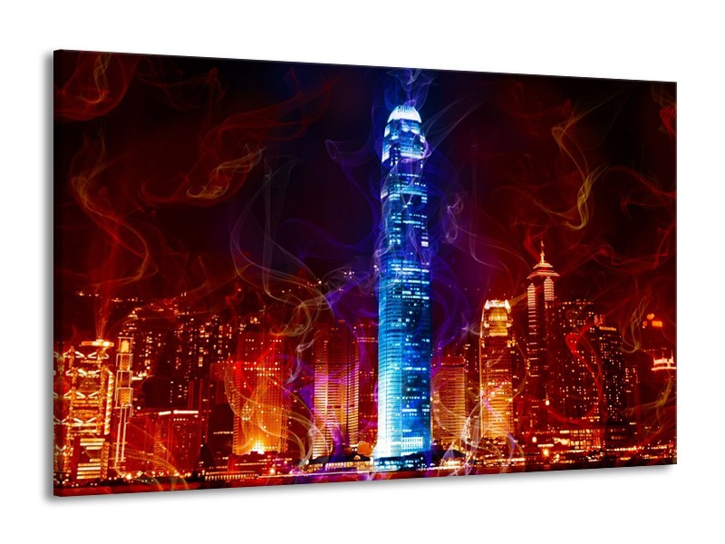 Canvas schilderij Modern | Rood, Blauw, Rood | 140x90cm 1Luik