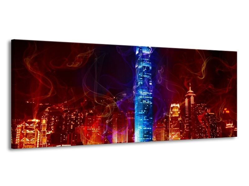 Canvas schilderij Modern | Rood, Blauw, Rood | 145x58cm 1Luik