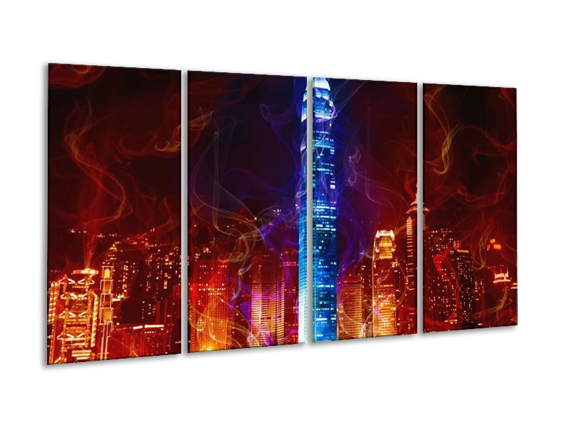 Glas schilderij Modern | Rood, Blauw, Rood | 160x80cm 4Luik