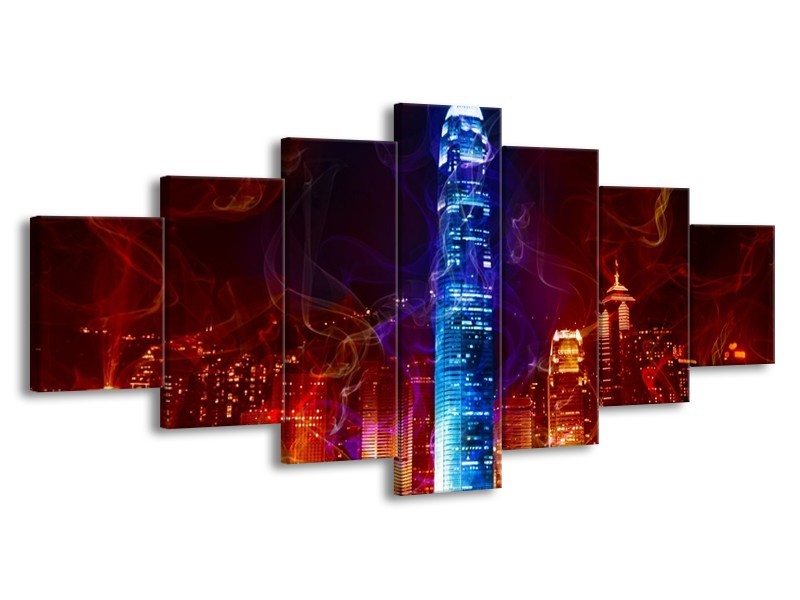Glas schilderij Modern | Rood, Blauw, Rood | 210x100cm 7Luik