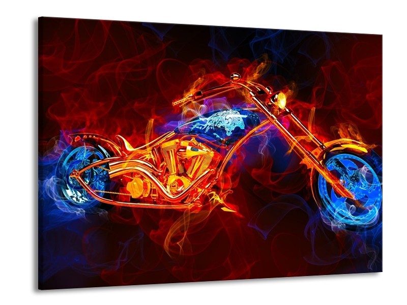 Canvas schilderij Motor | Rood, Blauw, Rood | 100x70cm 1Luik