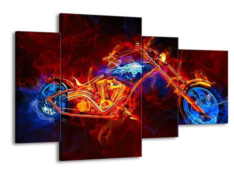 Glas schilderij Motor | Rood, Blauw, Rood | 120x75cm 4Luik