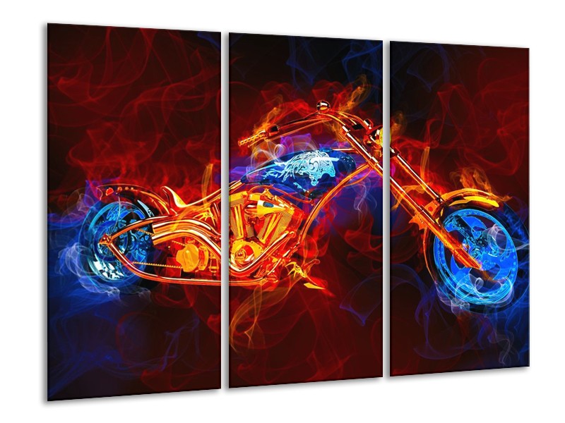 Glas schilderij Motor | Rood, Blauw, Rood | 120x80cm 3Luik