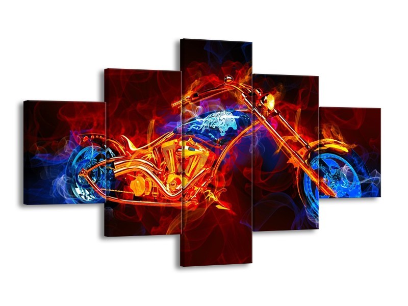 Glas schilderij Motor | Rood, Blauw, Rood | 125x70cm 5Luik