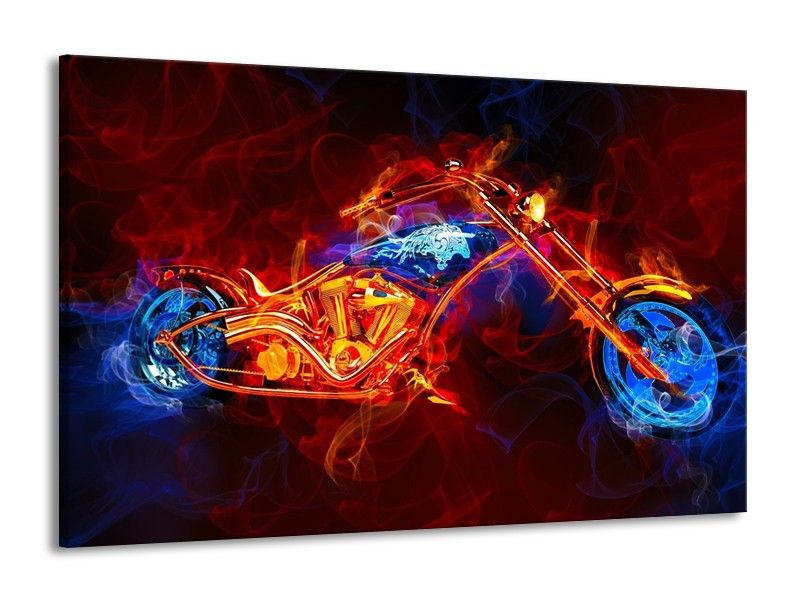 Canvas schilderij Motor | Rood, Blauw, Rood | 140x90cm 1Luik