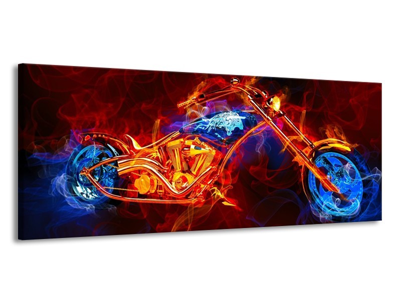 Canvas schilderij Motor | Rood, Blauw, Rood | 145x58cm 1Luik