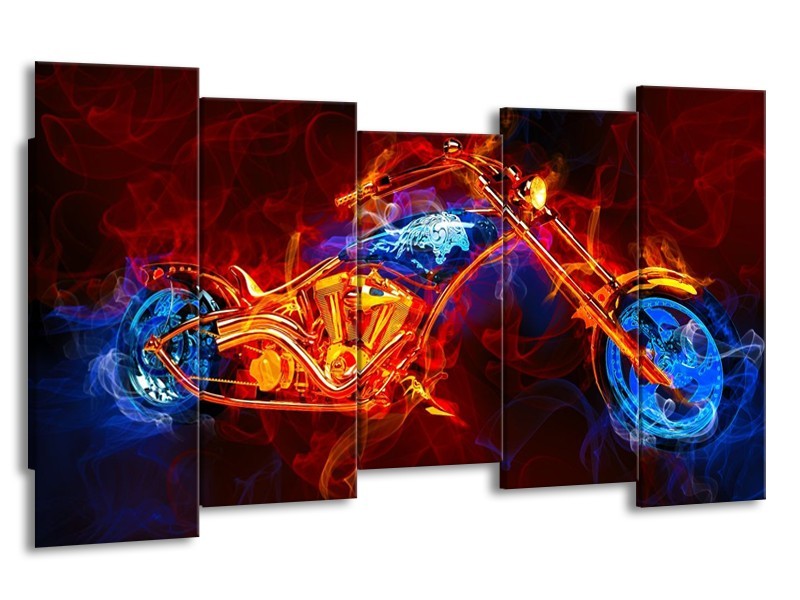 Glas schilderij Motor | Rood, Blauw, Rood | 150x80cm 5Luik