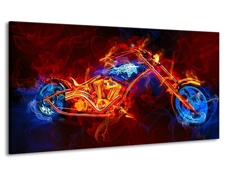 Canvas schilderij Motor | Rood, Blauw, Rood | 170x90cm 1Luik