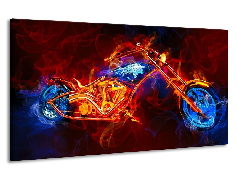 Canvas schilderij Motor | Rood, Blauw, Rood | 190x100cm 1Luik