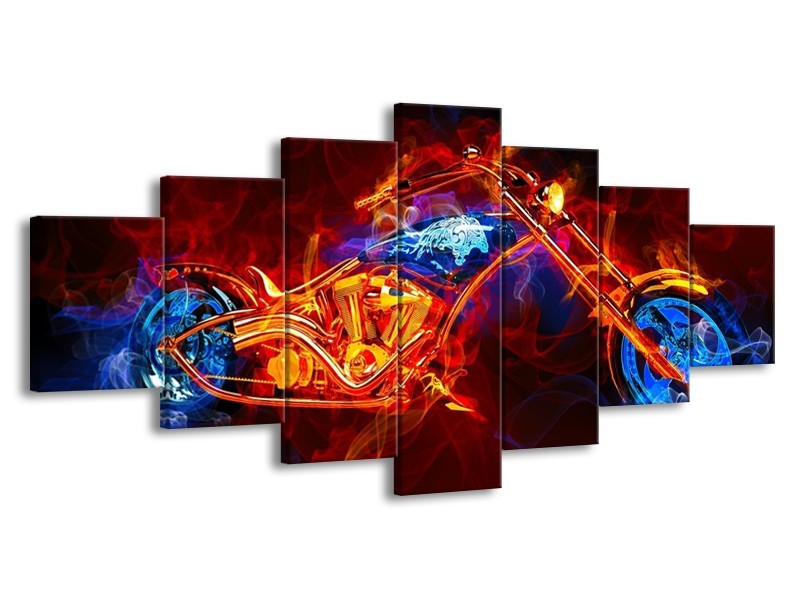 Glas schilderij Motor | Rood, Blauw, Rood | 210x100cm 7Luik