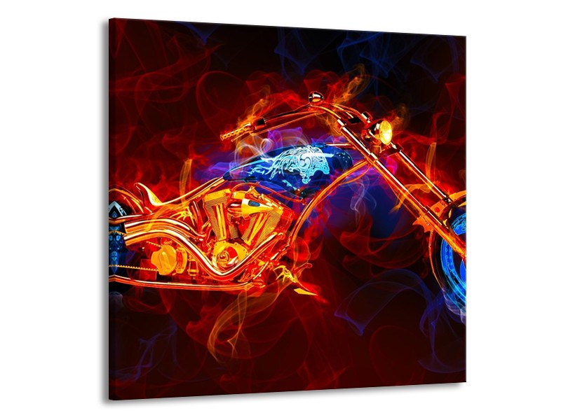 Glas schilderij Motor | Rood, Blauw, Rood | 50x50cm 1Luik