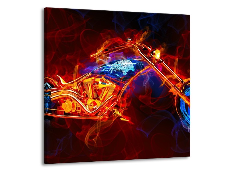 Glas schilderij Motor | Rood, Blauw, Rood | 50x50cm 1Luik